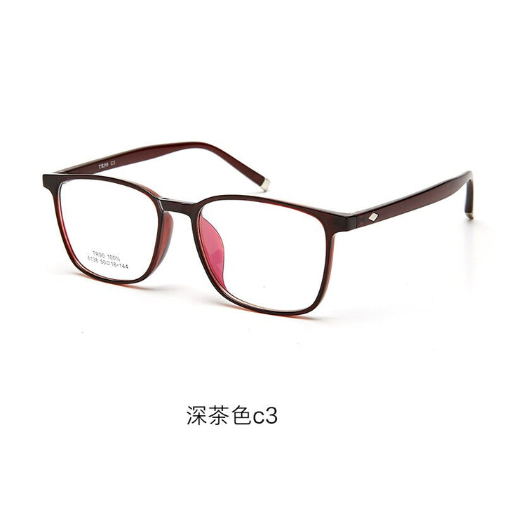 Kansept Unisex Full Rim Square Tr 90 Titanium Eyeglasses 6138 Full Rim Kansept C3 dark tea  
