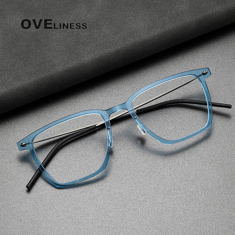 Oveliness Unisex Full Rim Round Square Screwless Acetate Titanium Eyeglasses 6554 Full Rim Oveliness   