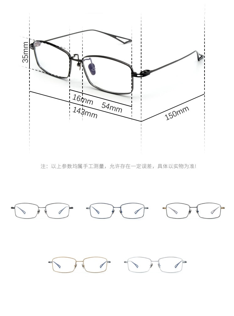 CCspace Men's Full Rim Rectangle Titanium Eyeglasses 55228 Full Rim CCspace   