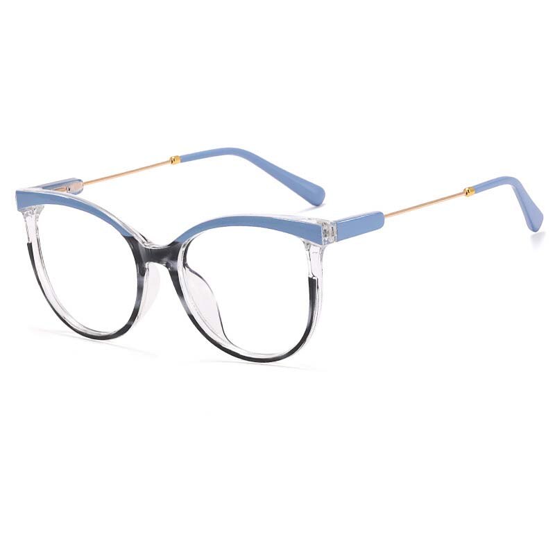 CCspace Women's Full Rim Square Tr 90 Titanium Eyeglasses 55223 Full Rim CCspace China Blue 