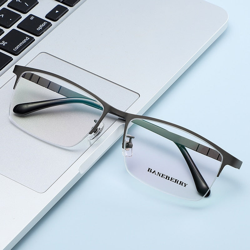 Reven Jate Unisex Semi Rim Rectangle Titanium Frame Eyeglasses 71111 Semi Rim Reven Jate   