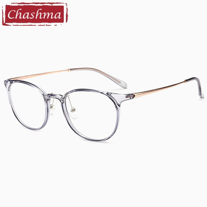 Chashma Unisex TR 90 Titanium Round Full Rim Frame Eyeglasses 90039 Full Rim Chashma Transparent Gray  