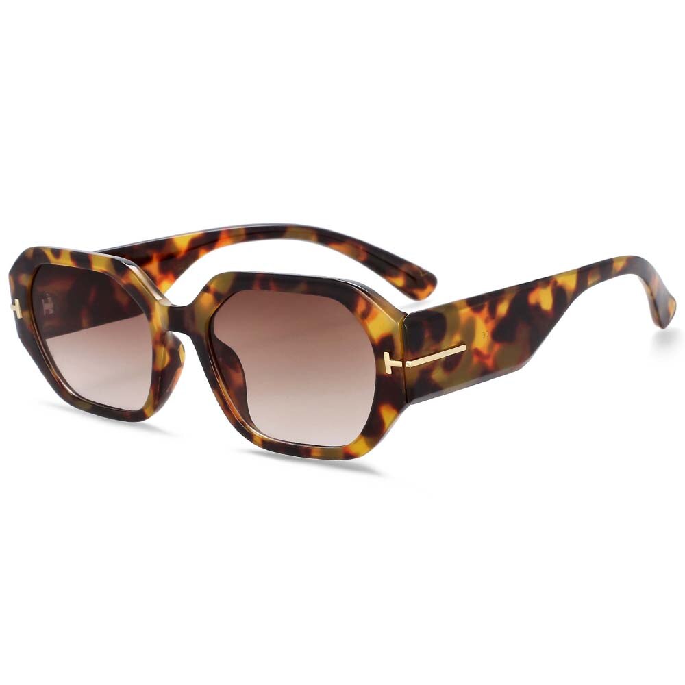 CCSpace Women's Full Rim Rectangle Oval Resin Frame Sunglasses 54305 Sunglasses CCspace Sunglasses leopard 54305 
