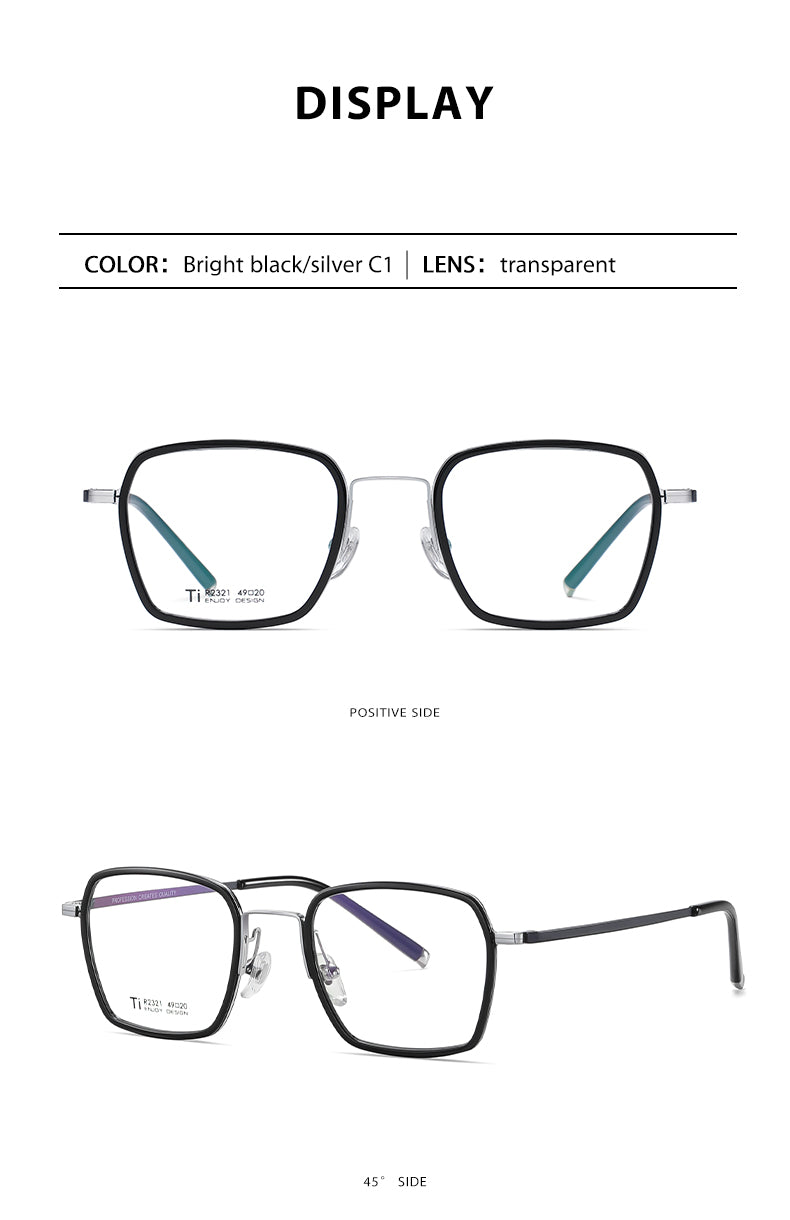 Reven Jate Unisex Full Rim Square Titanium Frame Eyeglasses R2321 Full Rim Reven Jate   