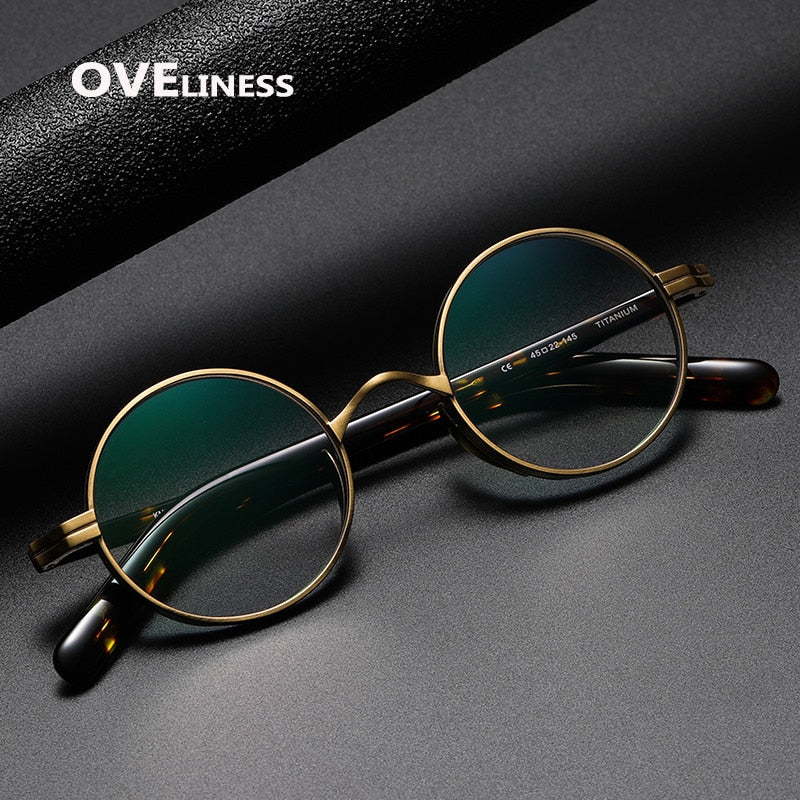 Oveliness Unisex Full Rim Round Acetate Titanium Eyeglasses 101 Full Rim Oveliness   