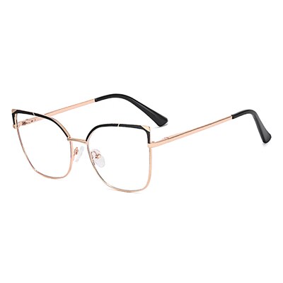 Ralferty Women's Full Rim Square Cat Eye Alloy Eyeglasses F82055 Full Rim Ralferty China C1 Black 