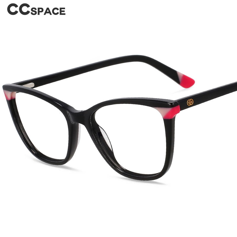 CCspace Unisex Full Rim Small Square Acetate Eyeglasses 55566 Full Rim CCspace   