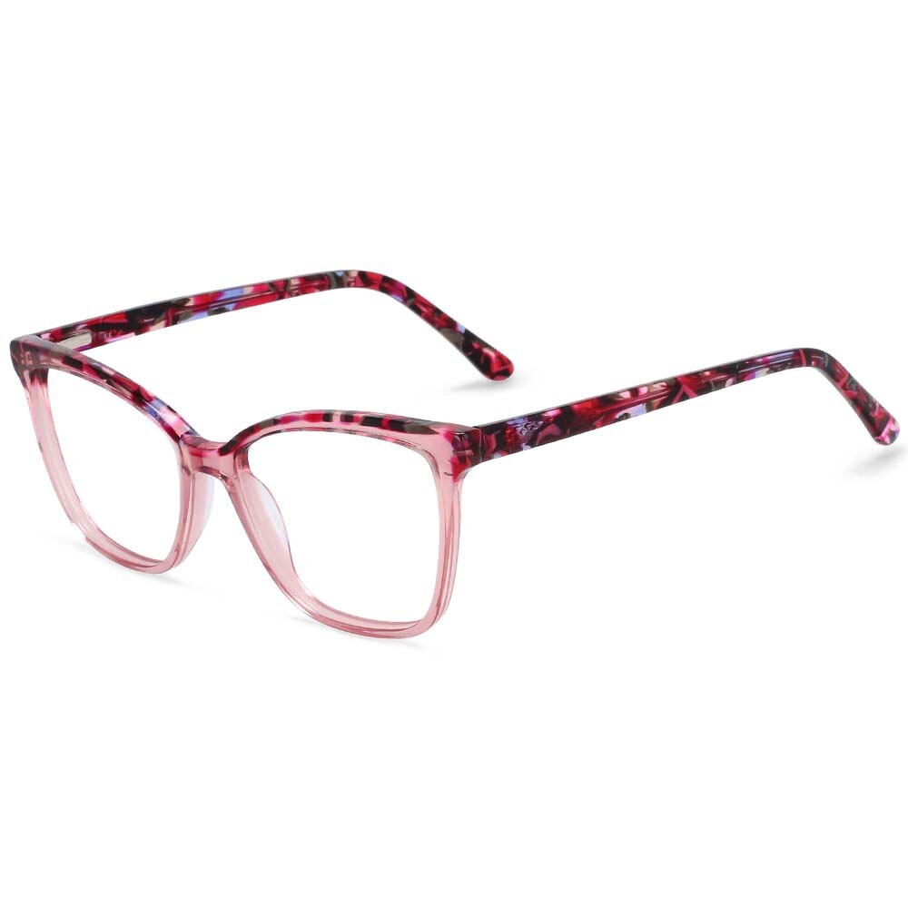 CCSpace Women's Full Rim Square Acetate Frame Eyeglasses 54374 Full Rim CCspace Pink China 