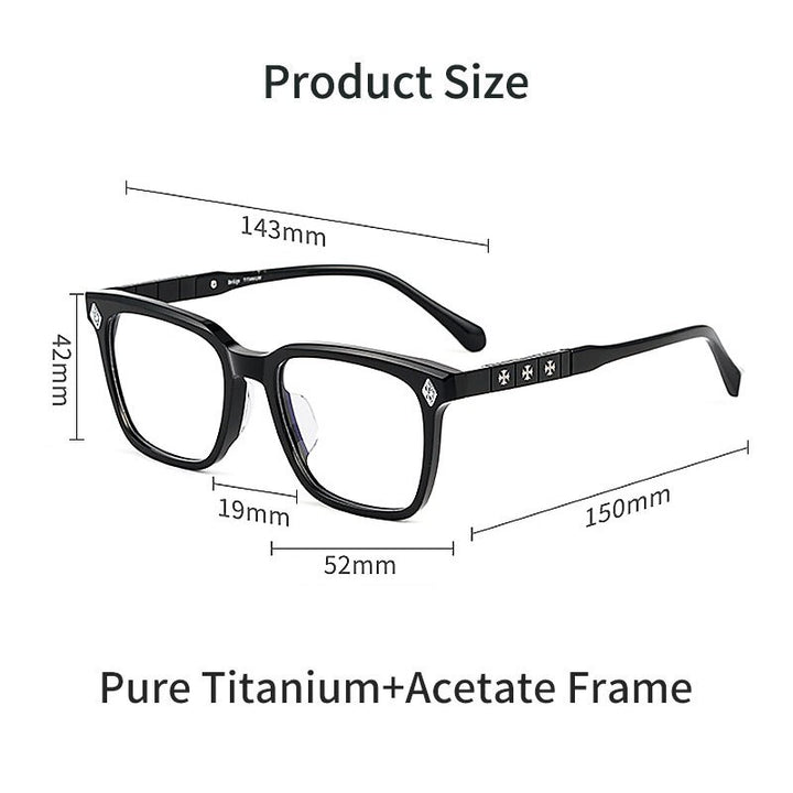 Yimaruili Unisex Full Rim Square Acetate Titanium Eyeglasses 3021U Full Rim Yimaruili Eyeglasses   
