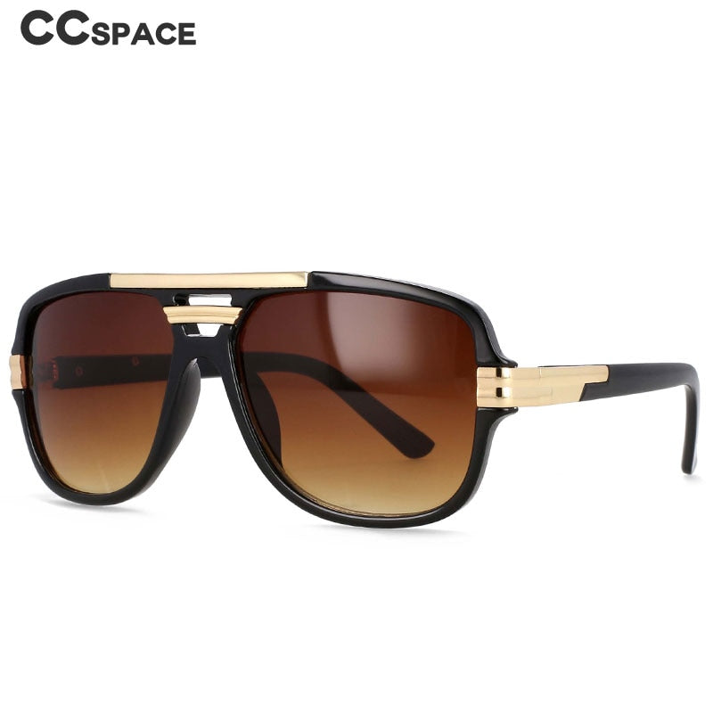 CCSpace Men's Full Rim Large Rectangular Double Bridge Acetate Frame Sunglasses 54597 Sunglasses CCspace Sunglasses   