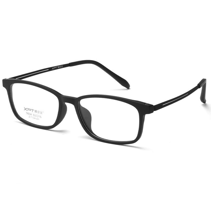 Yimaruili Unisex Full Rim Square Tr 90 Titanium Eyeglasses 9834XP Full Rim Yimaruili Eyeglasses Black  
