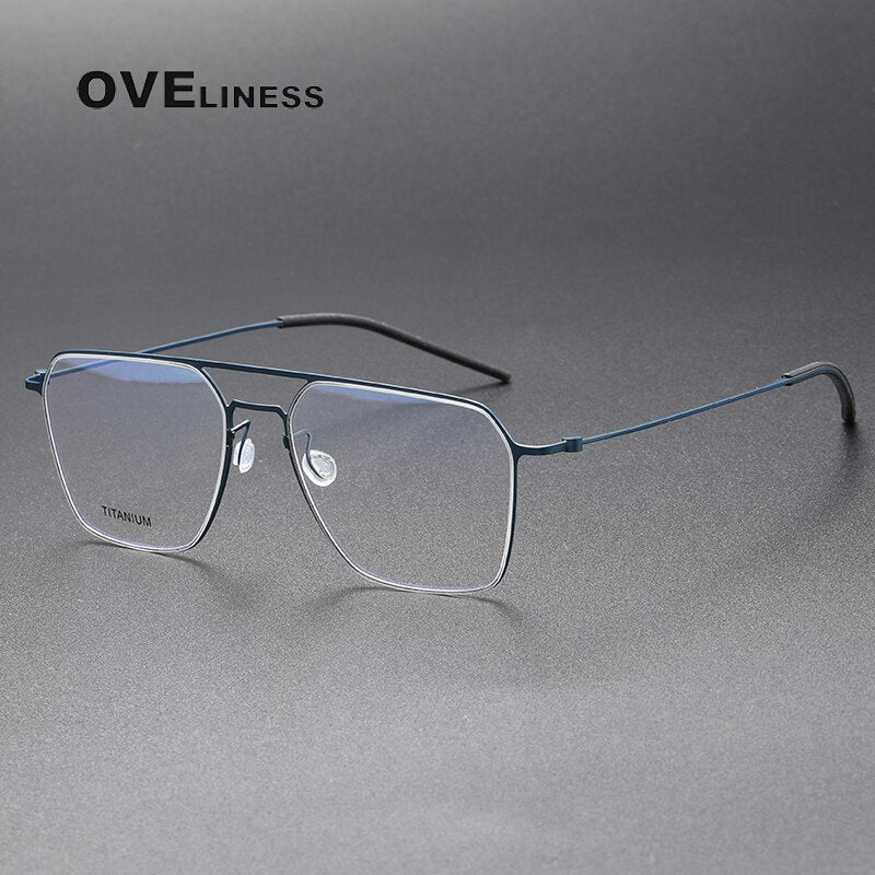 Oveliness Unisex Full Rim Square Double Bridge Titanium Eyeglasses 5517 Full Rim Oveliness blue  
