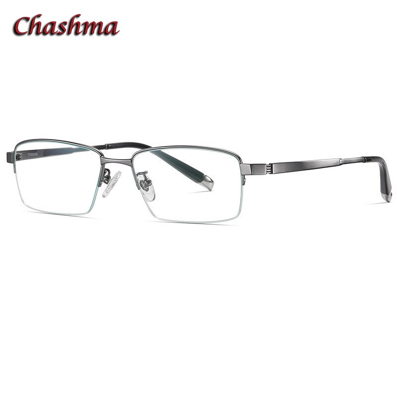 Chashma Ochki Men's Semi Rim Sqaure Titanium Eyeglasses 907 Semi Rim Chashma Ochki Gray  