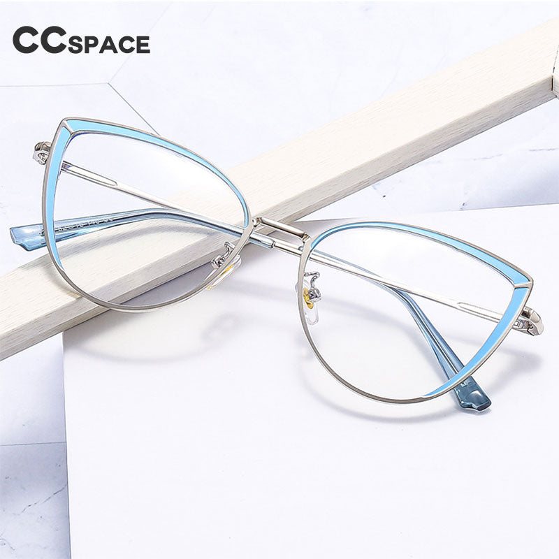 CCSpace Women's Full Rim Square Cat Eye Acetate Alloy Eyeglasses 54550 Full Rim CCspace   