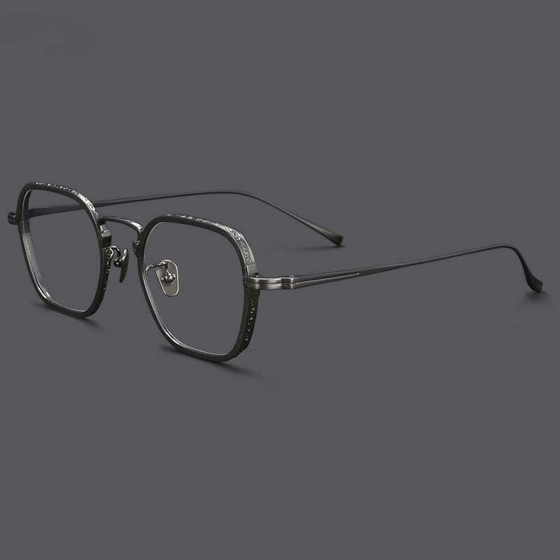 CCspace Unisex Full Rim Irregular Square Titanium Eyeglasses 54974 Full Rim CCspace Gray China 