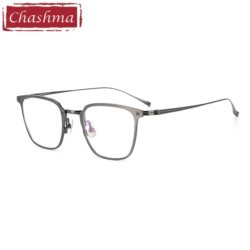 Chashma Ottica Men's Full Rim Round Square Titanium Eyeglasses 097 Full Rim Chashma Ottica Gray  