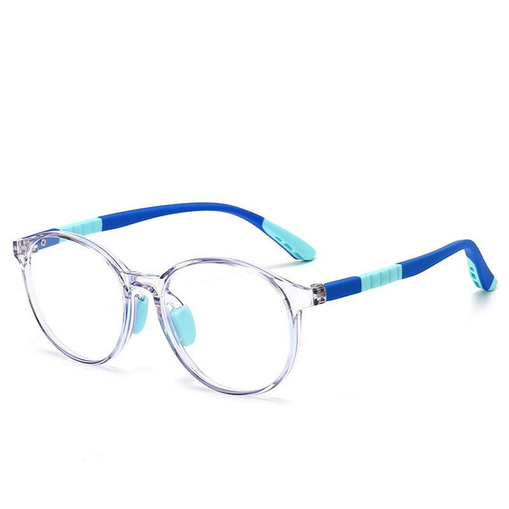 CCSpace Unisex Youth Full Rim Round Silicone Eyeglasses 54668 Full Rim CCspace Gray blue China 