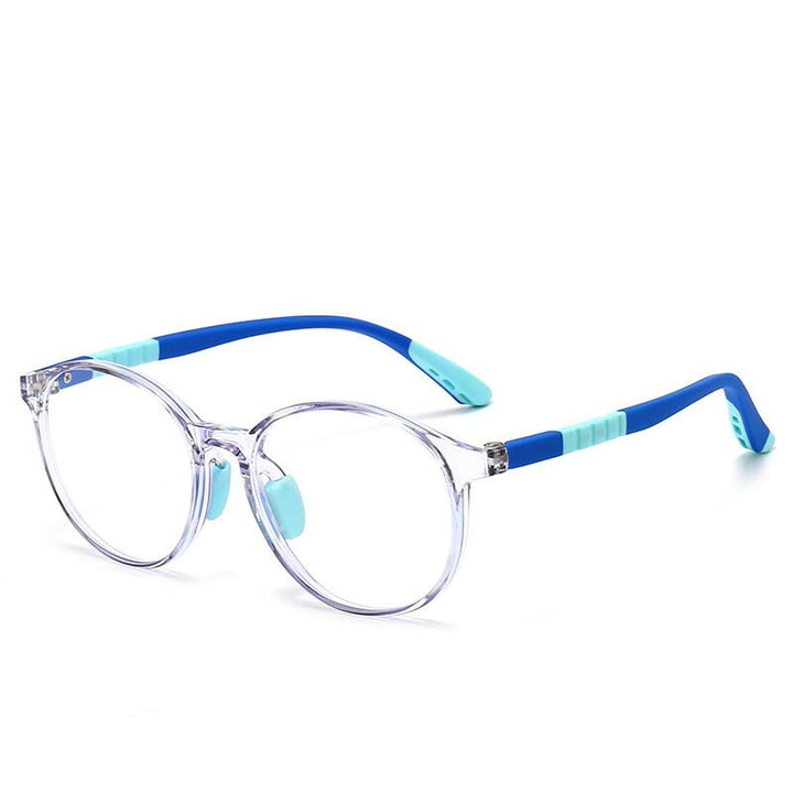 CCspace Unisex Youth Full Rim Round Silicone Eyeglasses 54668 Full Rim CCspace Gray blue China 