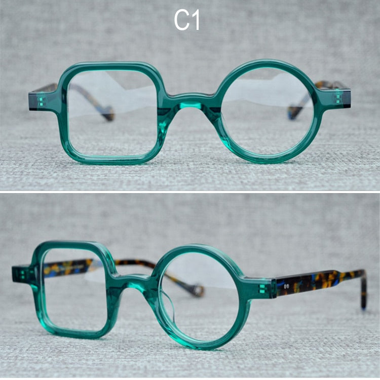 Yujo Unisex Full Rim Square Round Handcrafted Acetate Eyeglasses Clip On Sunglasses 002 Clip On Sunglasses Yujo C1 China 