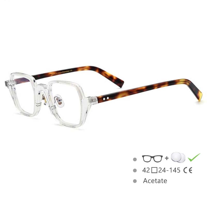 CCSpace Unisex Full Rim Square Cat Eye Acetate Frame Eyeglasses 54563 Full Rim CCspace Clear China 