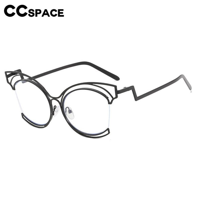 CCSpace Women's Semi Rim Cat Eye Stainless Steel Eyeglasses 56755 Semi Rim CCspace   