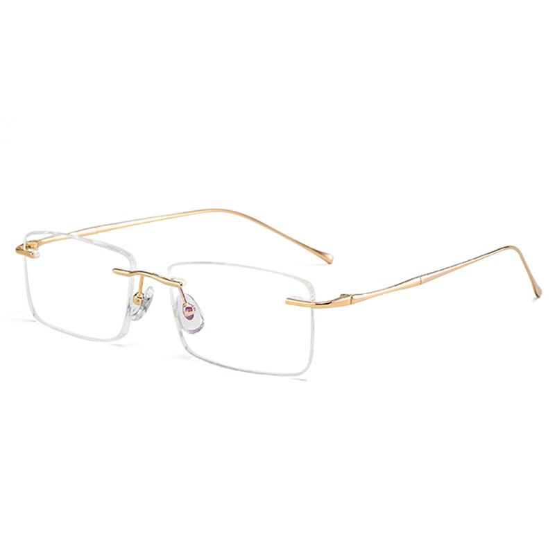 Handoer Men's Rimless Customized Lens Shape Titanium Eyeglasses 632 Rimless Handoer Gold  