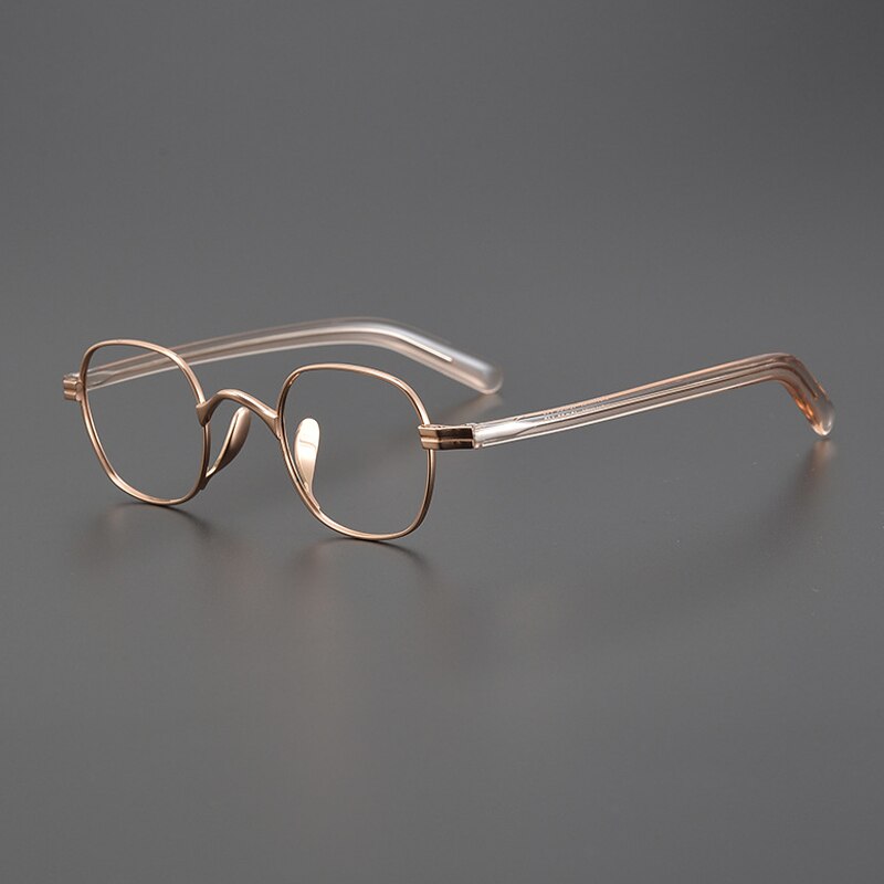 Gatenac Unisex Full Rim Small Square Acetate Titanium Eyeglasses Gxyj1014 Full Rim Gatenac Rose Gold  