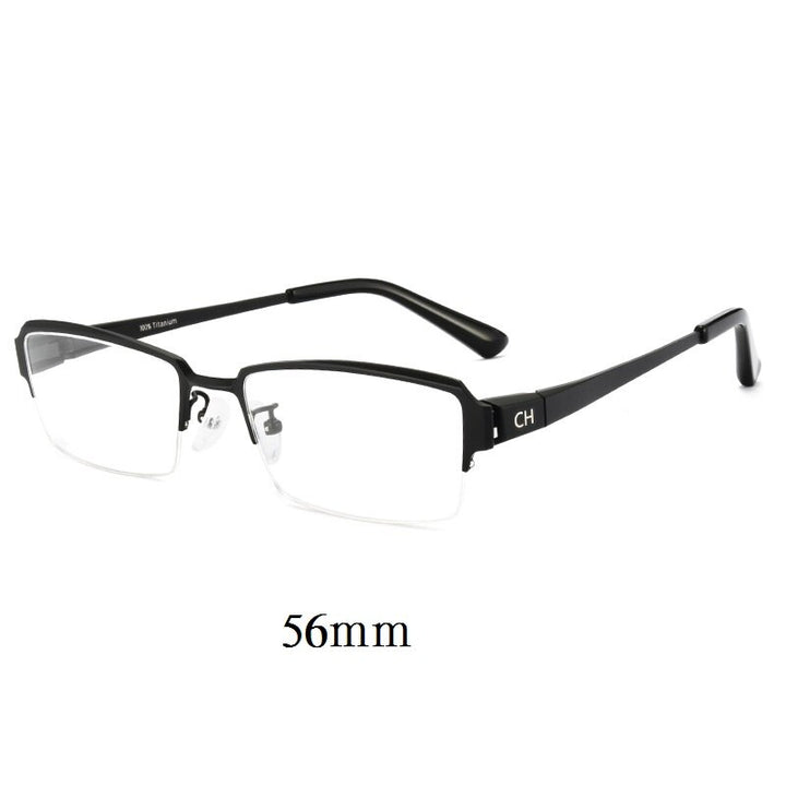 Cubojue Unisex Semi Rim Rectangle Titanium Eyeglasses Semi Rim Cubojue 56mm black  