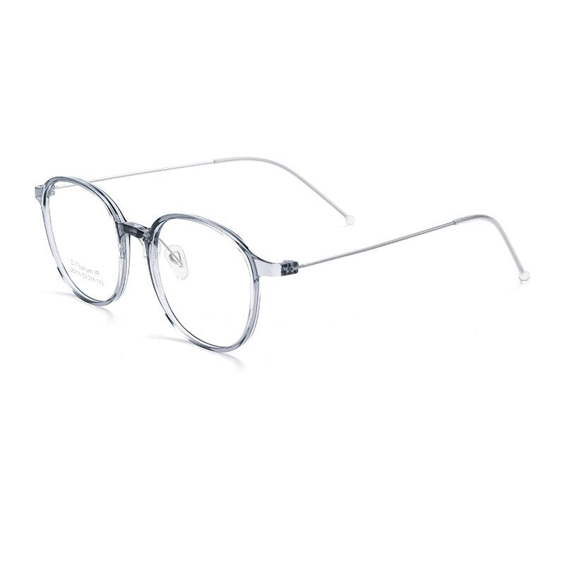 KatKani Unisex Full Rim Round Square Tr 90 Titanium Eyeglasses 5821n Full Rim KatKani Eyeglasses Transparent Blue  