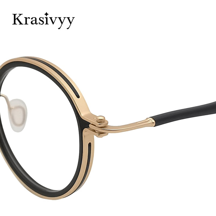 Krasivyy Unisex Full Rim Round Acetate Titanium Eyeglasses Kr5862 Full Rim Krasivyy   