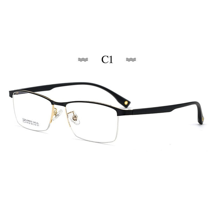 Hotochki Men's Semi Rim Square Tr 90 Titanium Frame Eyeglasses K9109 Semi Rim Hotochki C1  