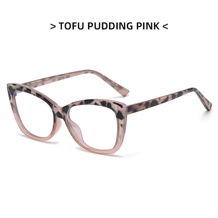 CCspace Women's Full Rim Butterfly Tr 90 Eyeglasses 53356 Full Rim CCspace China Leopard-Clear pink 