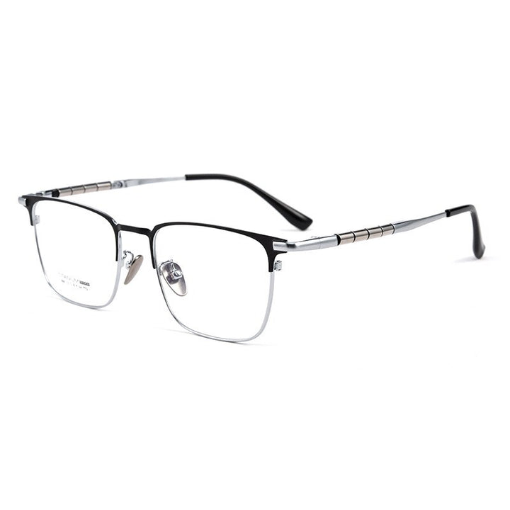 Zirosat Men's Full Rim Square Titanium Eyeglasses 9009T Full Rim Zirosat black-silver  