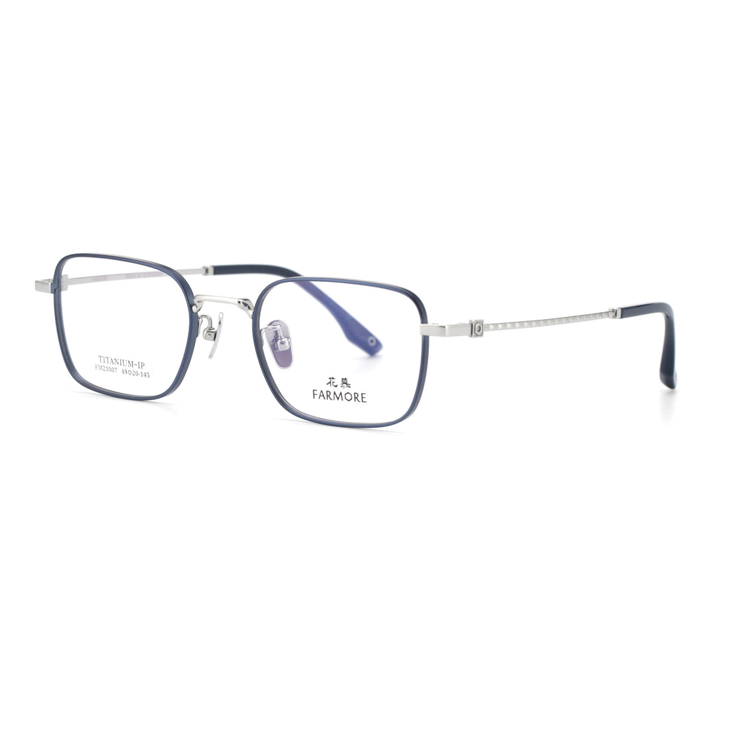 Reven Jate Women's Full Rim Square Titanium Eyeglasses 21007 Full Rim Reven Jate blue-silver  