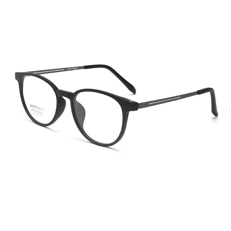 Gmei Unisex Full Rim Round Square Tr 90 Titanium Eyeglasses 9836xp Full Rim Gmei Optical Black Grey  