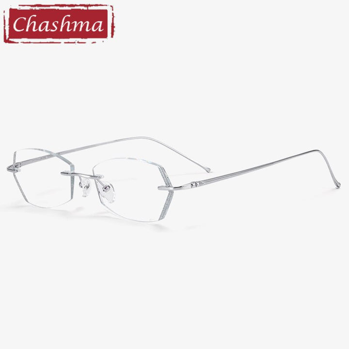 Chashma Unisex Rimless Diamond Cut Titanium Frame Custom Lens Eyeglasses 3306 Rimless Chashma Shape A  