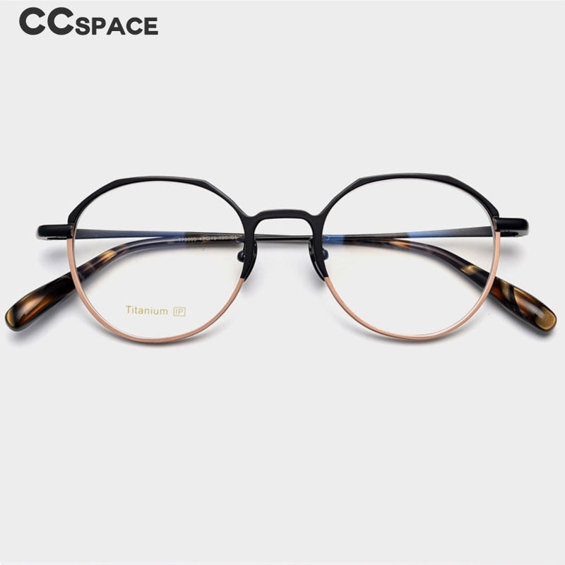 CCSpace Unisex Full Rim Round Titanium Eyeglasses 55458 Full Rim CCspace   