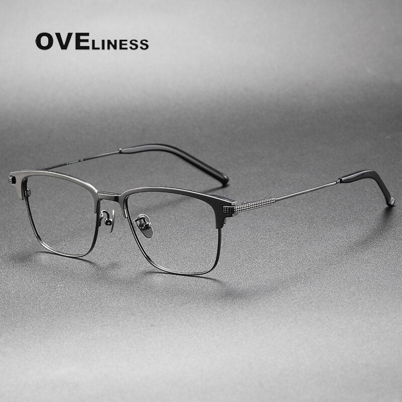 Oveliness Unisex Full Rim Square Acetate Titanium Eyeglasses 936 Full Rim Oveliness gun  
