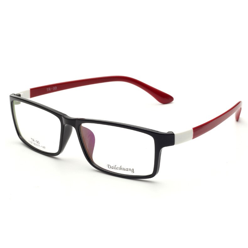 Cubojue Men's Full Rim Oversized Square 155mm Myopic Reading Glasses Reading Glasses Cubojue no function lens 0 M5 black red 