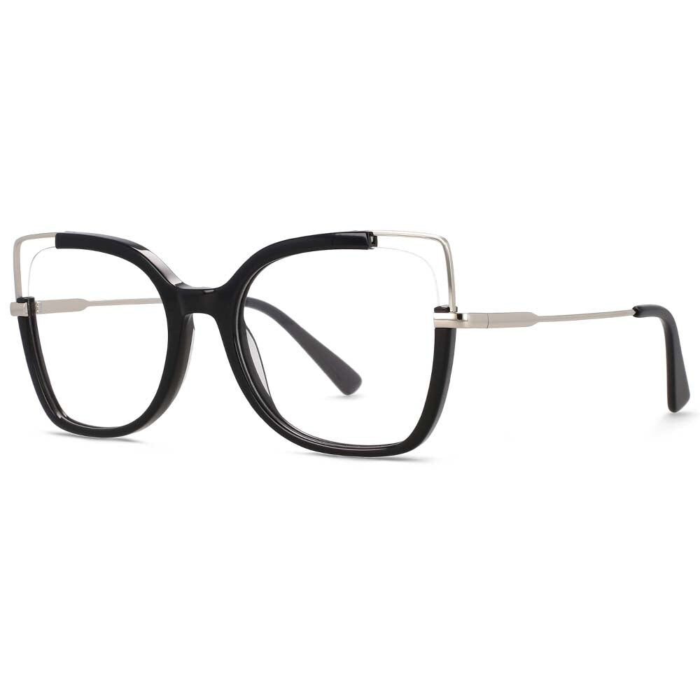 CCSpace Women's Full Rim Square Acetate Alloy Eyeglasses 55328 Full Rim CCspace C1Black China 