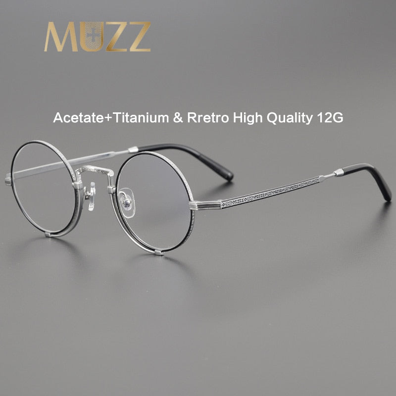Muzz Unisex Full Rim Small Round Titanium Eyeglasses 5919 Full Rim Muzz   