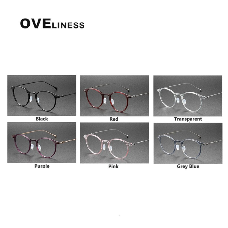 Oveliness Unisex Full Rim Round Square Tr 90 Titanium Eyeglasses Full Rim Oveliness   