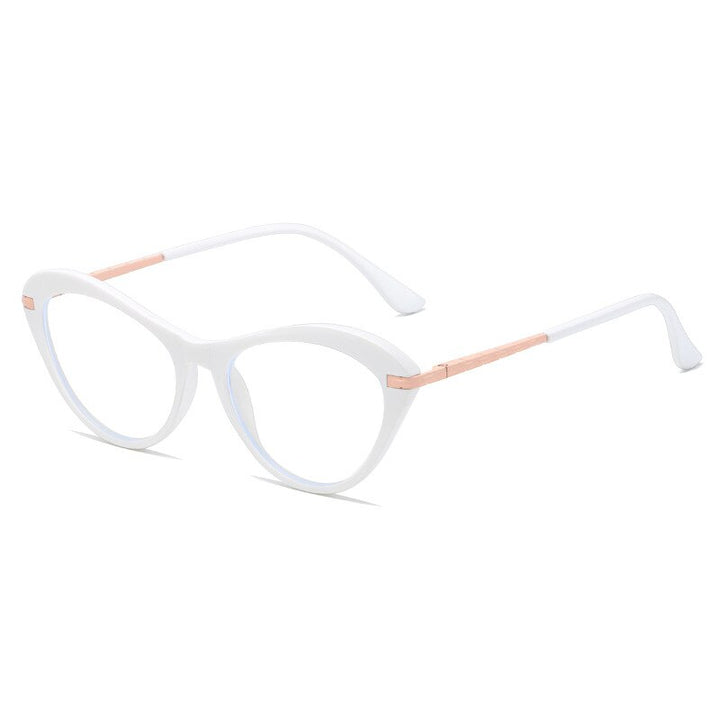 CCspace Women's Full Rim Square Cat Eye Tr 90 Titanium Eyeglasses 53226 Full Rim CCspace China White 