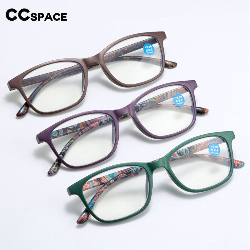 CCSpace Women's Full Rim Square Acetate Hyperopic Reading Glasses 54559 Reading Glasses CCspace   