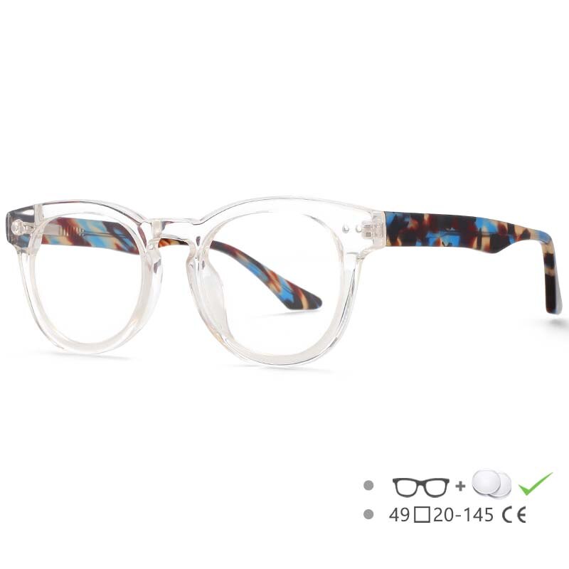 CCspace Women's Full Rim Round Acetate Eyeglasses 55215 Full Rim CCspace C3 China 