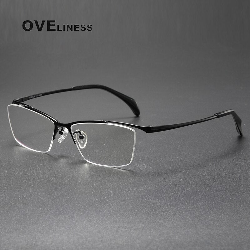 Oveliness Unisex Semi Rim Square Titanium Eyeglasses 6650 Semi Rim Oveliness black  