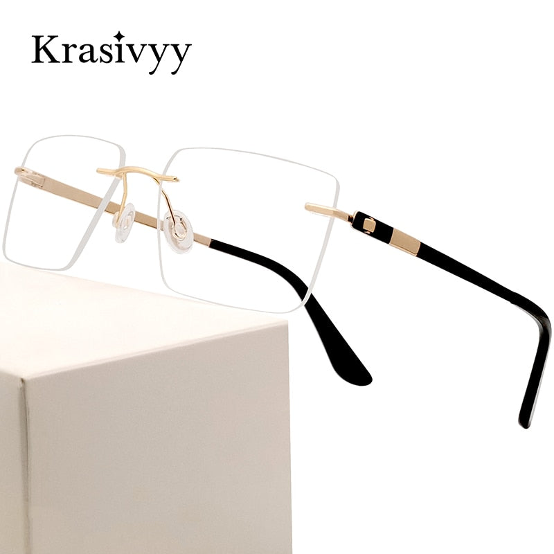 Krasivyy Men's Rimless Square Screwless Titanium Eyeglasses Kr5015 Rimless Krasivyy   