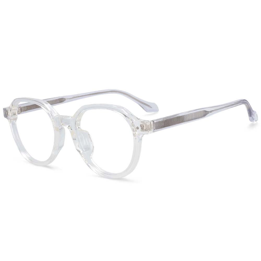 CCspace Women's Full Rim Round Acetate Titanium Frame Eyeglasses 54255 Full Rim CCspace clear China 