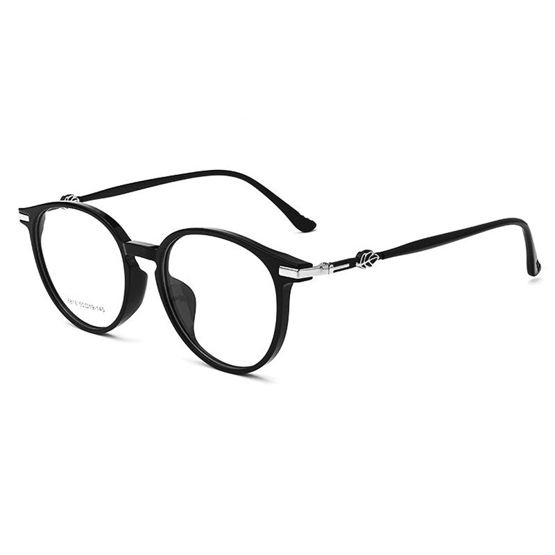 KatKani Women's Full Rim Round Square Tr 90 Ultem Eyeglasses 068818 Full Rim KatKani Eyeglasses Bright Black  