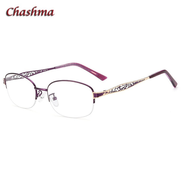 Chashma Ochki Women's Semi Rim Oval Rectangle Stainless Steel Eyeglasses 1970 Semi Rim Chashma Ochki Red  